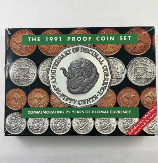 1991 Australian RAM Proof 8 COIN SET. 25th Anniversary of Decimal Currency 50c.