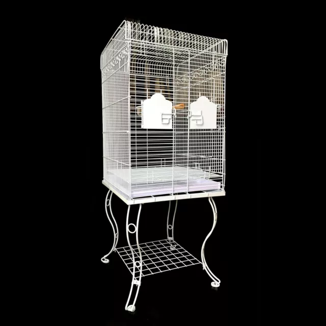 134cm White Bird Cage Stand Parrot Aviary Pet Budgie Cockatiel Perch Wheels
