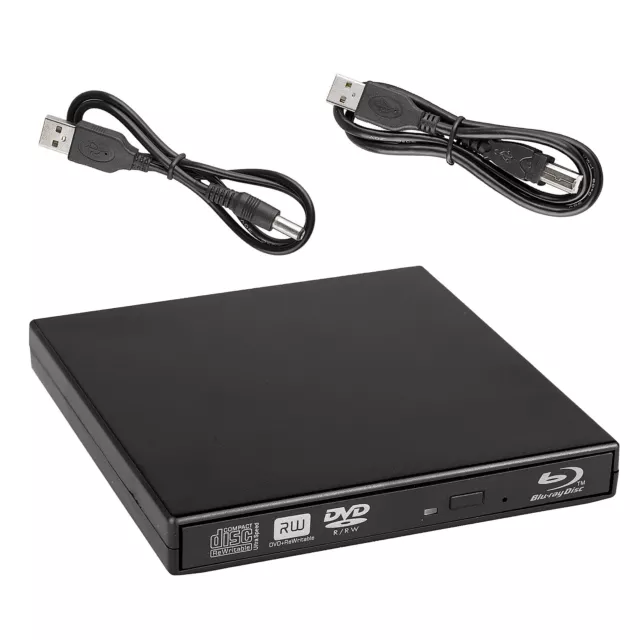 External USB Blu-Ray Drive BD-R Combo Player Laptop DVD CD RW Media Disc Burner