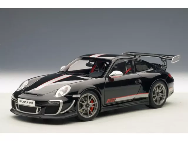 Magnifique Porsche 911 997 Gt3 Rs 4.0 Noir 1/18 Autoart 78146 Neuve En Boite
