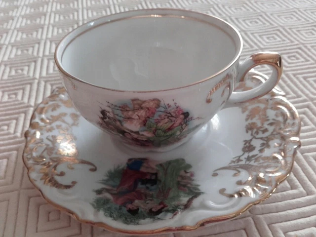 lot de 6 tasses à café avec sous tasses en Porcelaine Allemande-TBE