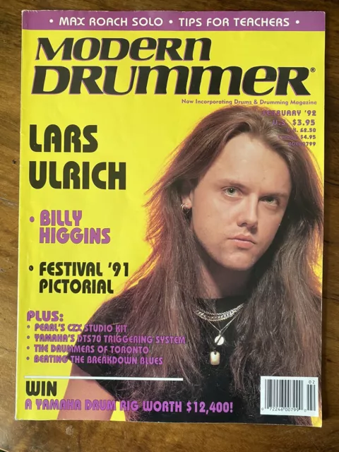 Modern Drummer Magazine Feb 92 Lars Ulrich, Billy Higgins, Max Roach