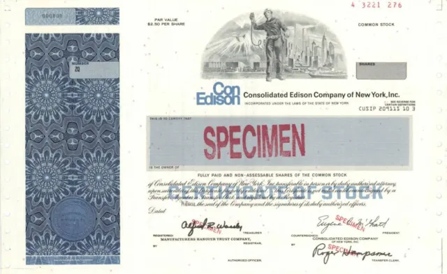 Con Edison Consolidated Edison Co. of New York, Inc. - Specimen Stock Certificat