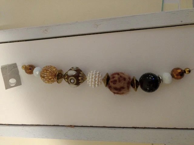 Brown, Gold, Pearl and Cooper Mixed Media Bead Strand by Bead Treasures