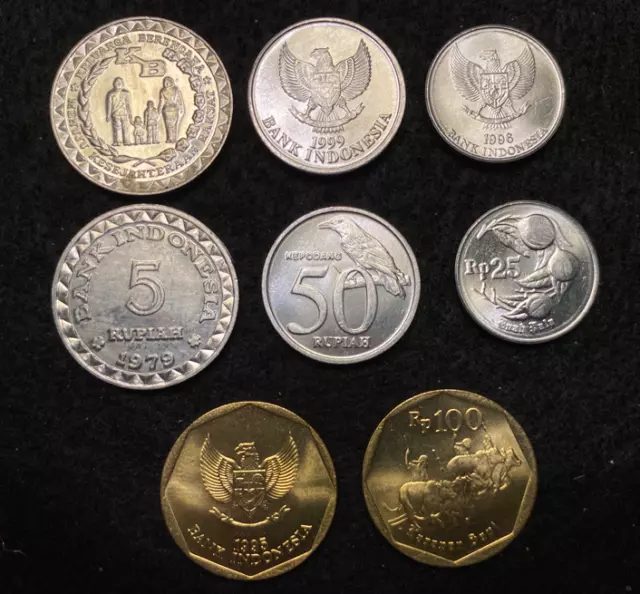 Indonesia 4 Coins Set 5, 25, 50, 100 Rupiah UNC World Coins