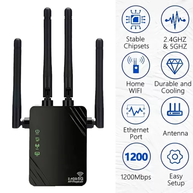 1200/300M WLAN Repeater Router Range Wifi Signal Verstärker Access Point Booster