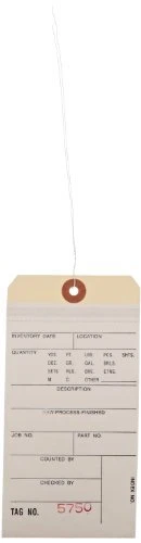 Aviditi Inventory Tags with Printed Carbonless Top Sheet 8 6 1/4" x 3 1/8"Wir...