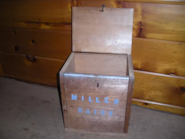 Vintage Handmade Wooden Porch Dairy Box / MILLER DAIRY