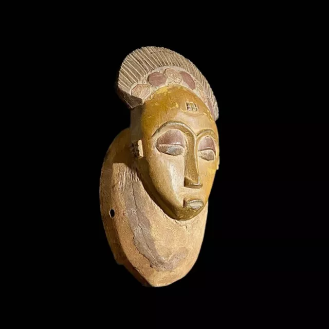 Vintage Hand Carved Wooden Tribal African Art Face Mask African Guro Baule-7504