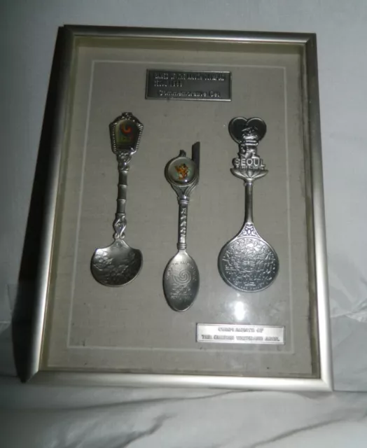 VTG Frame Brass 1988 Seoul Korea Olympic Games Souvenir Spoons Commemorative Set