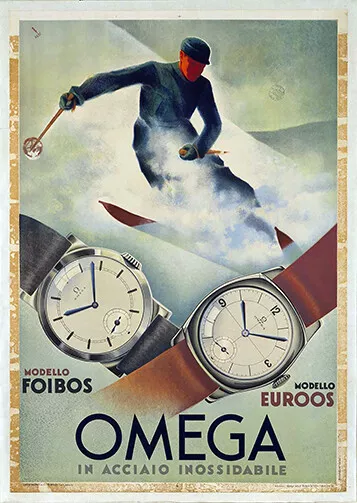 OMEGA OROLOGI PUBBLICITÀ VINTAGE ANNI '50  . POSTER  dimensioni 70 x 50 cm