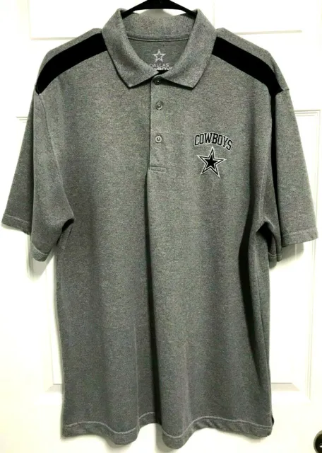 DALLAS COWBOYS Men Stitched Logo Gray Short Sleeve Golf Casual Polo Shirt XL NFL