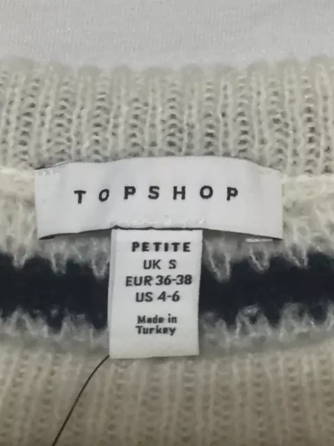 F870 TOP SHOP Black & White Stripe Pullover Sweater Womens Size 4-6 Petite 3