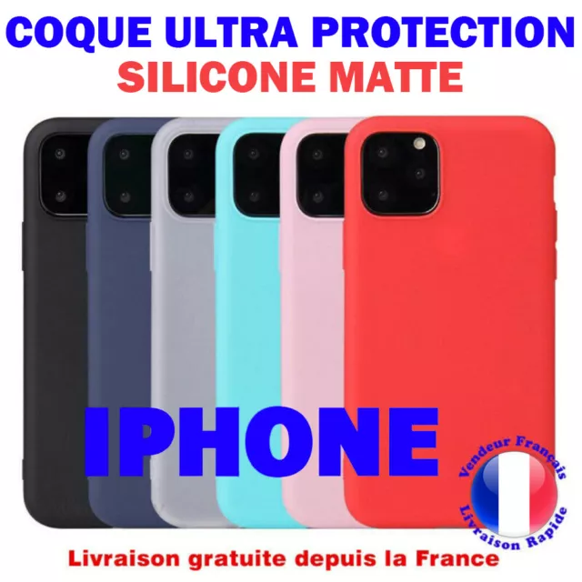 Coque pour iPhone 11 12 Pro MAX MINI SE X XR XS MAX 7 8 6 plus en Silicone Mat