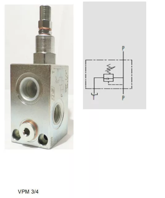 Druckbegrenzungsventil Anschluss G 3/8 /Q max 40 Lt /min Pmax 10 - 300 bar