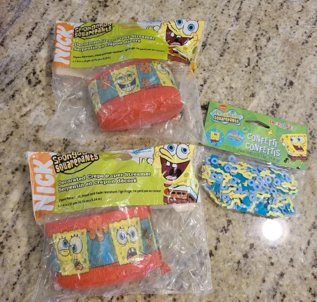 Spongebob Squarepants Party 2~ Crepe Paper Streamers & Vtg Confetti