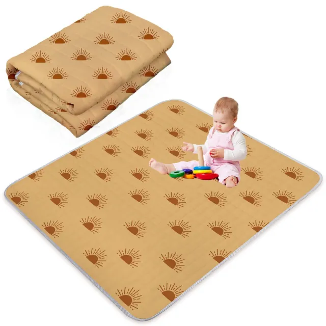 Boho Sun Theme Portable Baby Play Mat 43 x 43 Inch Washable Foldable Crawling...