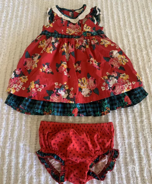 Matilda Jane 18-24 Months 2T Sugar Plum Girl Christmas Dress And Bloomers Set