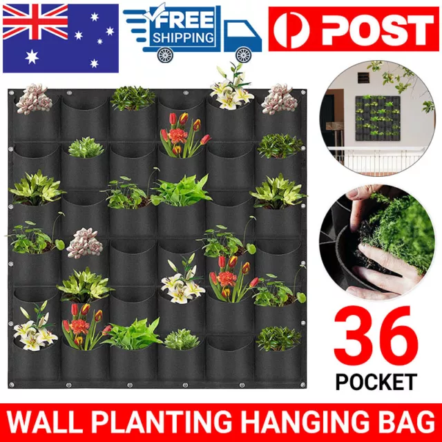 36 Pocket Planter Outdoor Vertical Garden Wall Planting Hanging Bag for Herbs AU