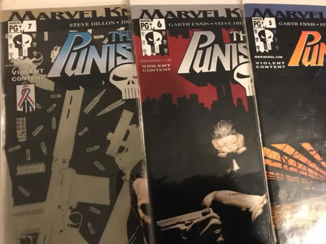The Punisher #5, 6, 7 lot : Marvel Comics 2001 NM-; G. Ennis, S. Dillon Knights