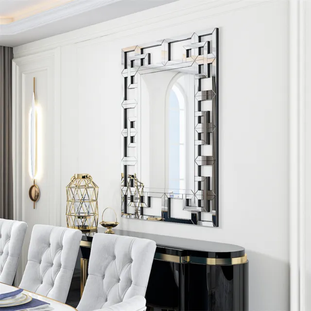 Specchio corridoio specchio decorativo specchio da parete in argento 100 x 70 cm specchio da bagno lusso vetro trasparente 3