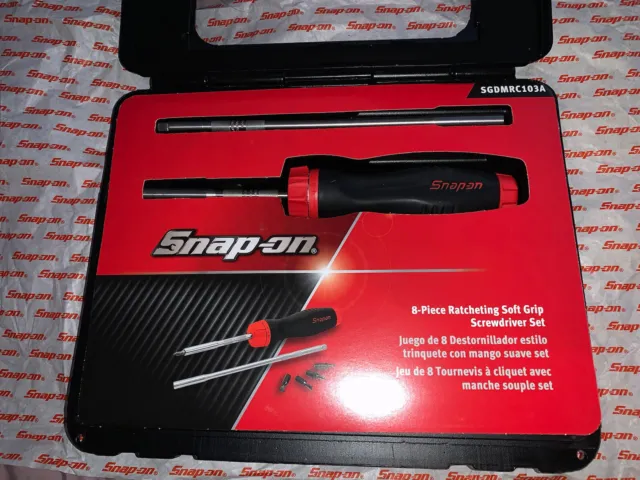 Snap on Tools 8pc RED Ratchet Screwdriver Soft Grip  SGDMRC103A Brand New