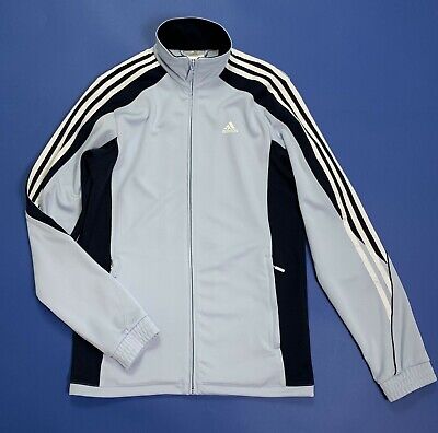 Adidas felpa tuta vintage usato S uomo donna azzurro giacca jacket sport T4892