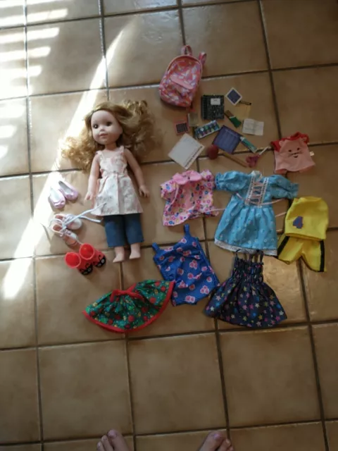 American girl doll wellie wishers doll and  clothes lot