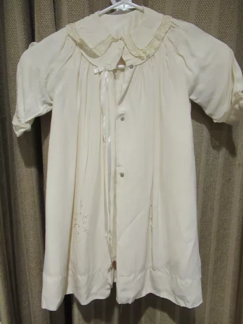 Vintage Baby christening outfit long off white slip dress jacket lace edge