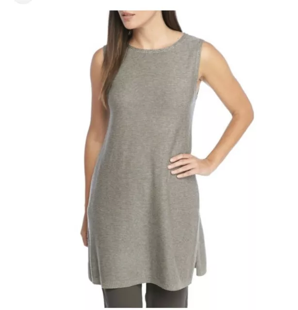 Eileen Fisher Tunic Tencel Merino Wool Knit Bateau Neck Sleeveless NEW Sz S/P