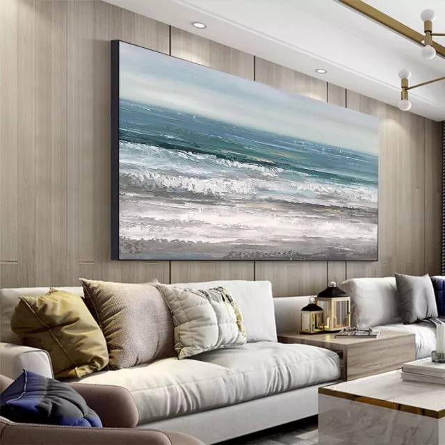 Large Living Room Wall Arts Hand Painted Modern Abstract Seascape Canvas Oil