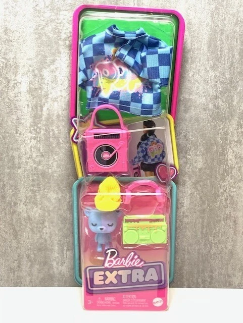 BARBIE EXTRA Pet & Fashion Accessories Pack Bear Denim Jacket Headphones boombox