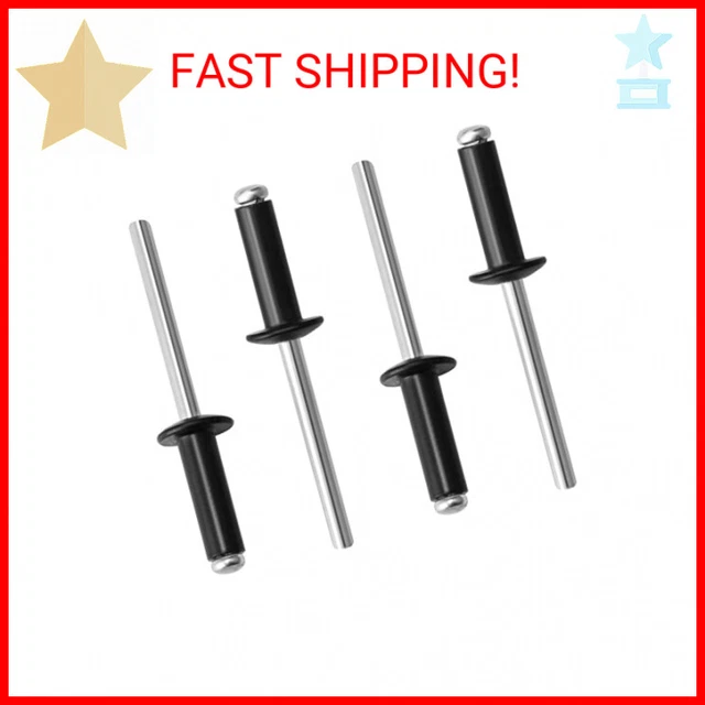 100pcs 1/8" x3/8" Aluminum Blind Rivets, Black,3.2x 10mm Pop Rivets