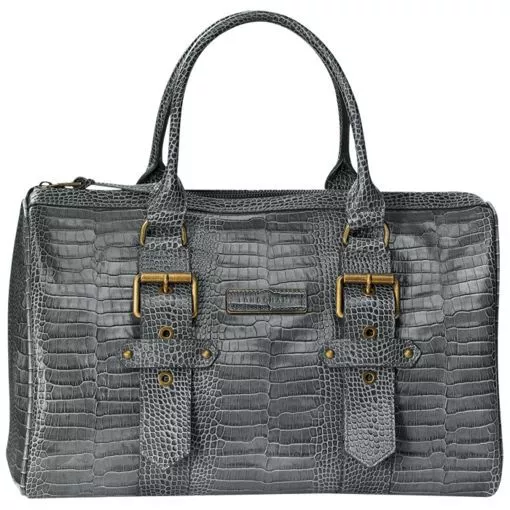 NWT Kate Moss for Longchamp Goucester Duffel Tote Handbag - Grey Croc Leather