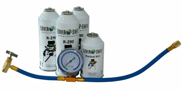 Enviro-Safe R-290 3 Cans with Gauge Set & 1 can ProSeal XL4 #8007