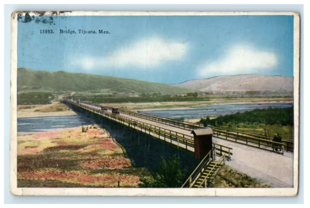 c1910's View Of Bridge Cars Tijuana Mexico Posted Antique Postcard