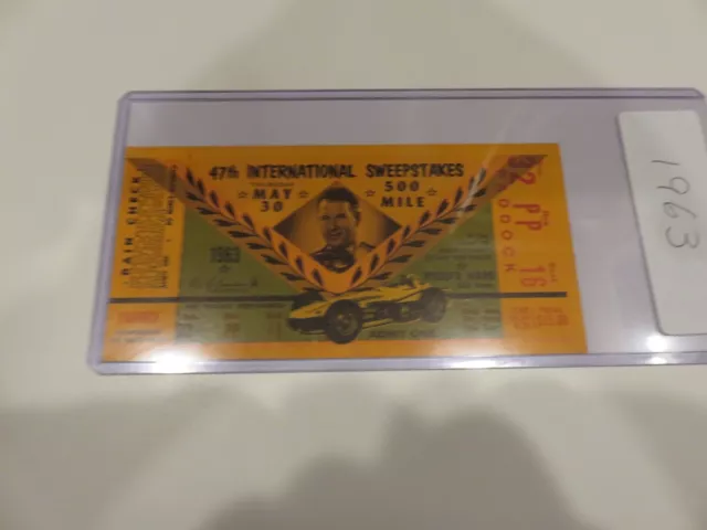1963 Indy 500 Ticket Stub - Roger Ward pictured.