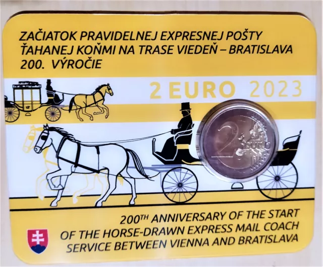 2 Euro Gedenkmünze Slowakei Slovakia 2023 Coincard. 200 Jahre Expresspost