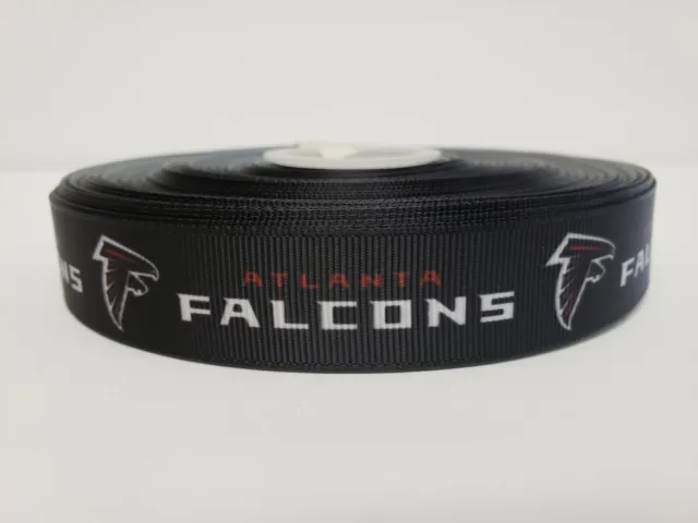 Atlanta Falcons, Logo, Black Grosgrain Ribbon 7/8" By the yard NEW