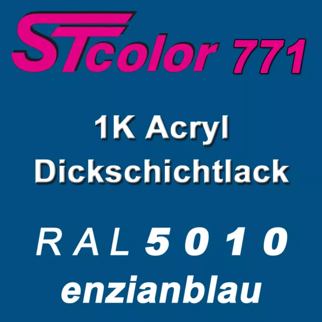 5 kg STC 1K Acryl Lack Dickschichtlack RAL 5010 enzianblau seidenmatt Decklack