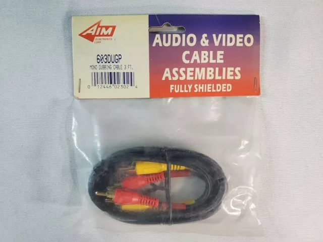 3 FT AIM Electronics RCA Male to Male Mono Audio Video AV Cable VCR DVD NES