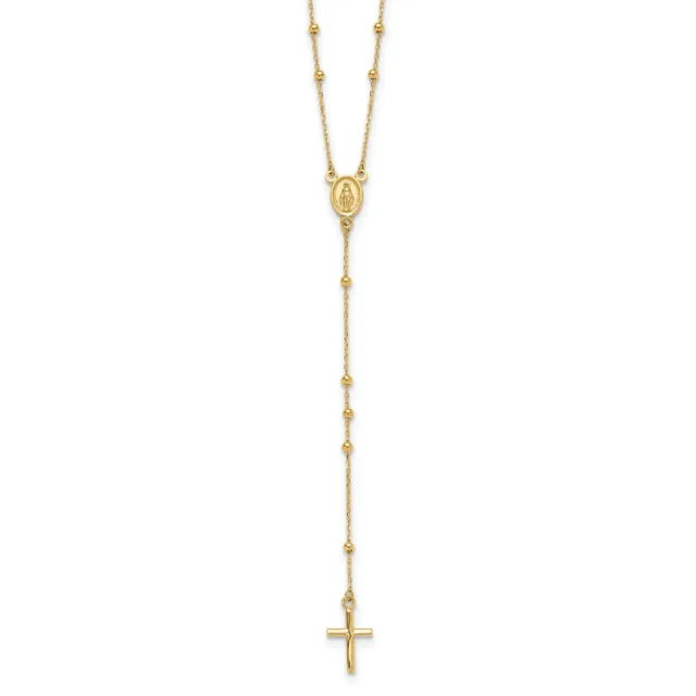 14k Yellow Gold Polished Rosary Necklace 10 mm x 8 mm