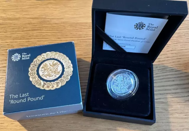 2016 Royal Mint Last Round Pound Silver Proof £1 One Pound Coin in Box with COA