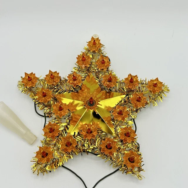 VINTAGE MR. CHRISTMAS Tree Topper Tinsel Gold Star in Box DOES NOT LIGHT UP £19.01 PicClick UK