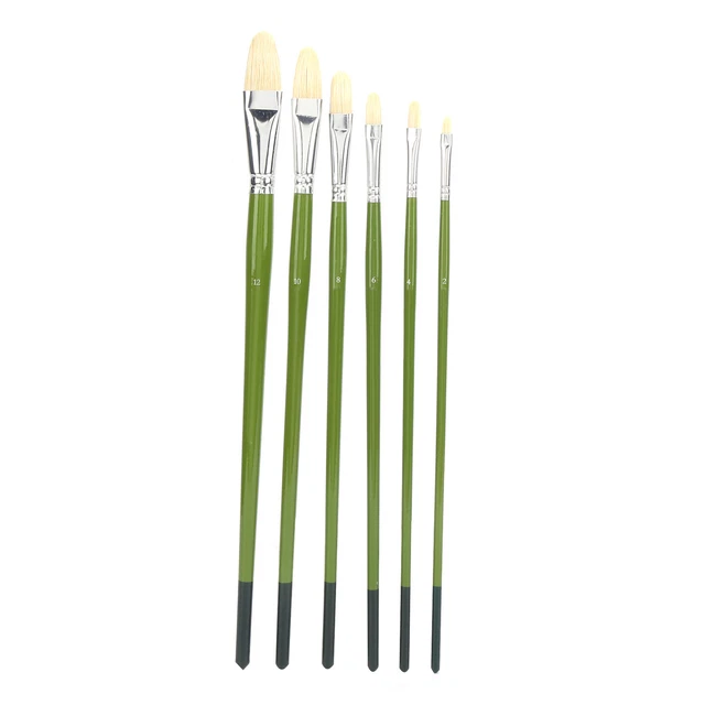 Pinsel Sets 6Pcs Pinsel Schwein Haar Künstler Acryl Pinsel Für Öl Aquarell