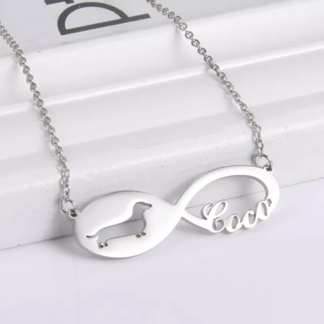 Amaxer Personalized Custom Infinity Pet Dog Engrave Name Chain Pendant Necklace