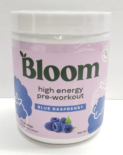 BLOOM NUTRITION HIGH ENERGY PREWORKOUT Powder BLUE RASPBERRY 30
