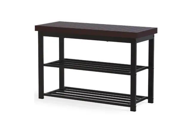 SimpleHouseware Shoe Storage Bench for Entryway - Black 6 Pairs - Free Shipping