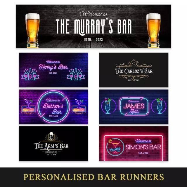 Personalisierte jede Text Biermatte Etikett Bar Läufer ideal Zuhause Pub Café Anlass 3