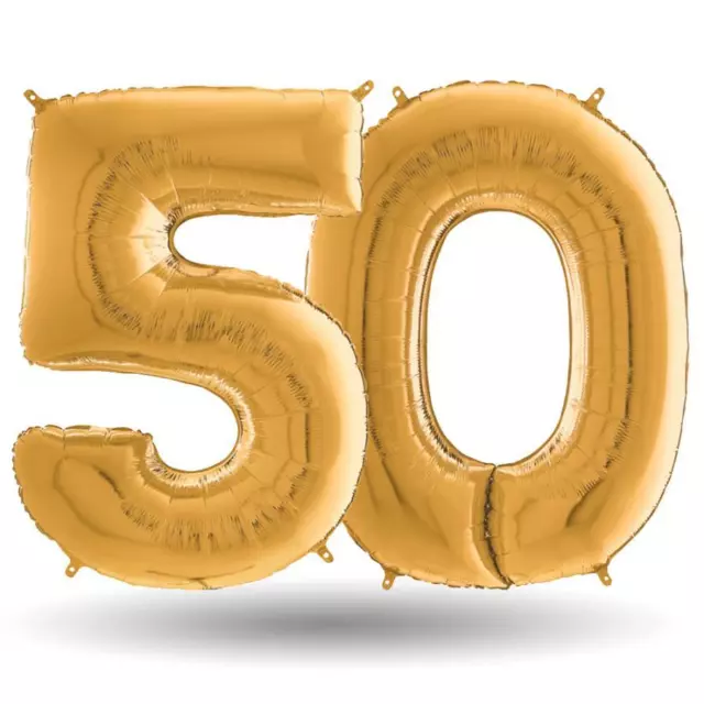 Pallone compleanno numero 50 anni Oro 101cm palloncini gonfiabile aria, ELIO